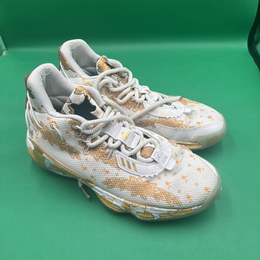 Adidas Dame 7 x Ric‎ Flair 'White Gold Metallic' WWE Men's Size 8